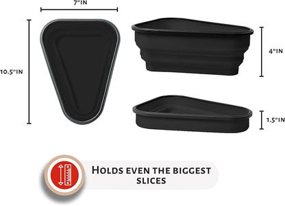 PIZZA PACK The Perfect Reusable Pizza Storage Container with 5 Microwavable Serving Trays - BPA-Free Adjustable Pizza Slice Container to Organize & Save Space, 3 Pack, Black