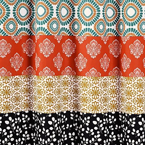 Lush Decor Bohemian Stripe Shower Curtain 72" W x 78" L Turquoise & Orange - Bathroom Curtain - Extra Long Shower Curtain - Boho Decor - Fabric Shower Curtains