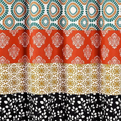 Lush Decor Bohemian Stripe Shower Curtain 72" W x 78" L Turquoise & Orange - Bathroom Curtain - Extra Long Shower Curtain - Boho Decor - Fabric Shower Curtains