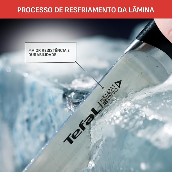 Tefal Ice Force Stainless Steel Chef Knife - 20cm - Premium Design, Long Lasting Performance - K2320214,Silver/Black