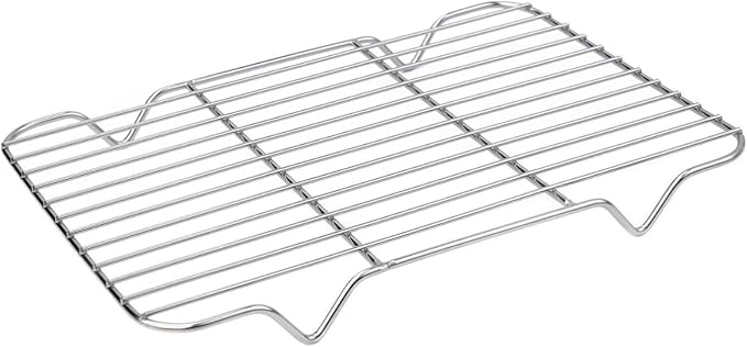 TreasureCave Stainless Steel Bakeware With Rack & Lid, Cookie Sheets For Baking Pan Tray, Heavy Duty Bakeware Baking Pans For Cookie, Cake Cooling Storing (23x17x5cm)