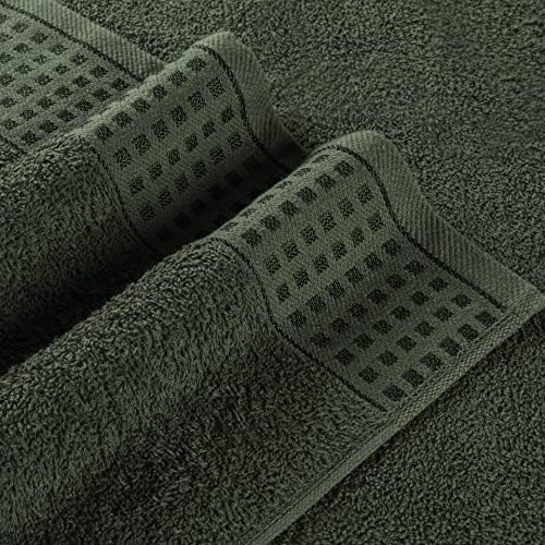 GLAMBURG 100% Cotton Ultra Soft 6 Pack Towel Set, Contains 2 Bath Towels 28x55 Inches, 2 Hand Towels 16x24 Inches & 2 Wash Coths 12x12 Inches, Compact Absorbent Lightweight & Quickdry - Olive Green