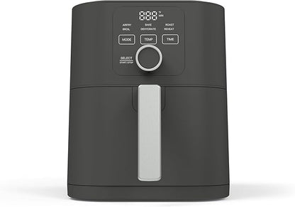 Martha Stewart 6QT Air Fryer, 6-in-1, Bake, Broil, Roast, Air Fry, Dehydrate, Reheat, Ceramic Non-Stick Basket, Crispy Results Fast, 400°F Max Temp, Shake Reminder, Caviar Gray