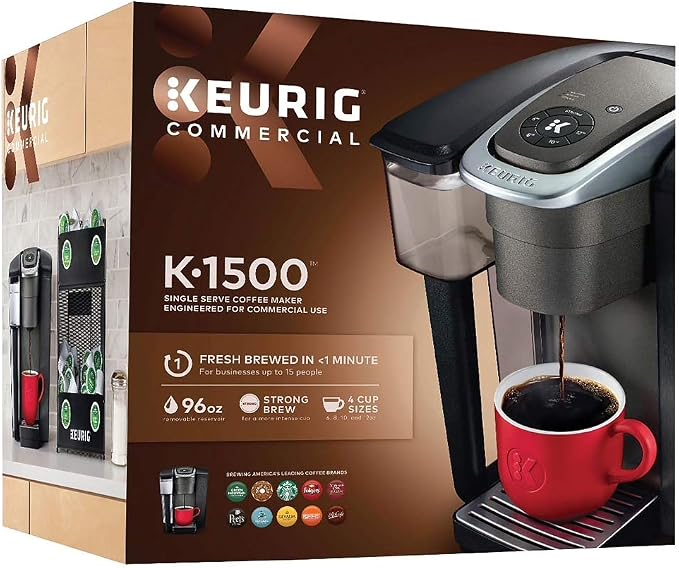 Keurig K1500 Coffee Maker, 12.4"x10.3"x12.1",2839.06 ml, Black,