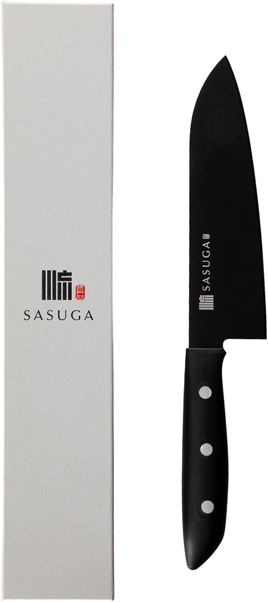 SASUGA Lightweigth Japanese Santoku Chef’s Knife 170mm – Made in Japan | Molybdenum-Vanadium Stainless Steel | Razor-Sharp, Rust-Resistant Blade for Meat, Fish & Vegetables