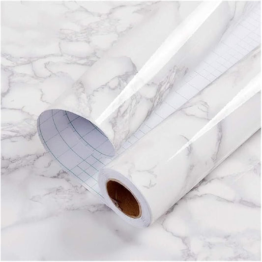 practicalWs Marble Paper Granite Gray/White Roll Kitchen Countertop Cabinet Furniture is Renovated Thick PVC Easy to Remove Without Leaving Glue Upgrade 17.71" x 196.8"