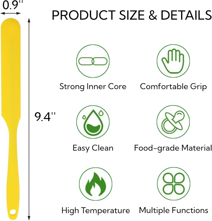 12 Pieces Silicone Jar Spatula, Heat-resistant Jar Scraper Bulk with Long Handle, 9.4 Inch Non-stick Cream Jam Spreader Narrow Kitchen Gadget for Butter, Cake, Blender, Dough