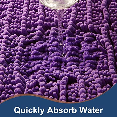 Luxury Chenille Lavender Bathroom Rugs Sets 2 Piece, Thickened Hot Melt Rubber Bottom Bath Mats for Bathroom Non Slip,Bath Rugs Quick Dry Machine Washable for Shower Mat