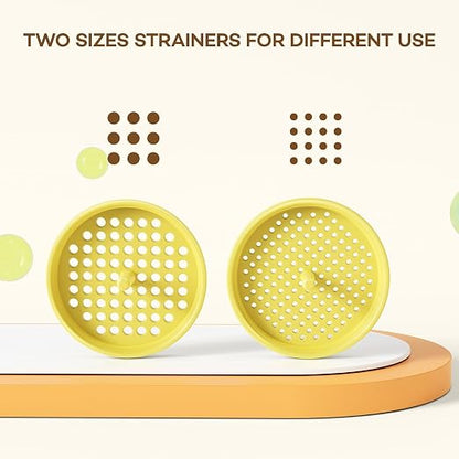 Wide Mouth Versatile Funnel, Canning Funnels for Kitchen Use, Food Grade Plastic Cooking Funnel Set with 4 Size Spouts and 2 Strainers for Filling Different Bottles and Bags, Yellow