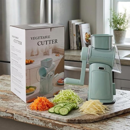 Rotary Cheese Grater Hand Crank, 5-Blade Shredder with Handle, Vegetable Slicer Mandoline Food Chopper, Strong Suction Base Kitchen Gadget for Cheese Vegetables Nuts – Green