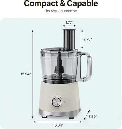 OLIXIS Food Processor 10.5 Cups, 600W Powerful Food processors with 5 Blades, Dishwasher Safe Meat Grinder for Slicing, Shredding, Chopping, Kneading, for Meat, Vegetables, Fruit, Dough