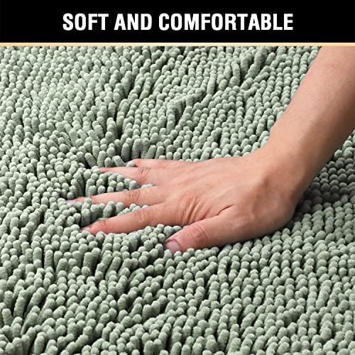 H.VERSAILTEX Microfiber Bath Rugs Chenille Floor Mat Ultra Soft Washable Bathroom Dry Fast Water Absorbent Bedroom Area Rugs, 20 x 32 - Inch, Sage
