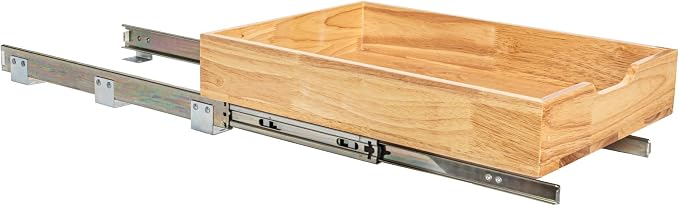 Household Essentials Natural Wood and Steel Pull-Out Organizer with Rustic Brushed Finish