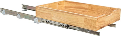 Household Essentials Natural Wood and Steel Pull-Out Organizer with Rustic Brushed Finish
