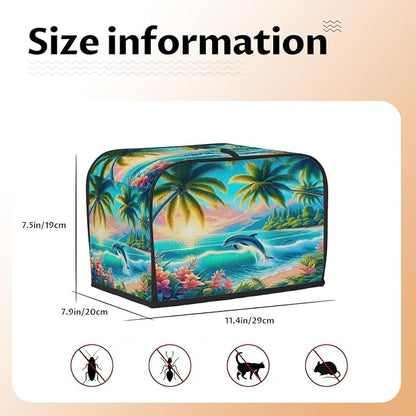 Palm Tree Toaster Cover 2 Slice Wide Slot Washable Toaster Covers | Summer Animal Dust and Fingerprint Protection Bread Maker Covers for Kitchen Accessories Decor Bakeware Women Gift