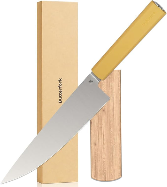 8 Inch Chef Knife, AR-RPM9 Steel & Ergonomic Handle Cooking Knife, Ultra Sharp Professional Kitchen Knife with Oak Sheath, Gift Box for Home Chefs