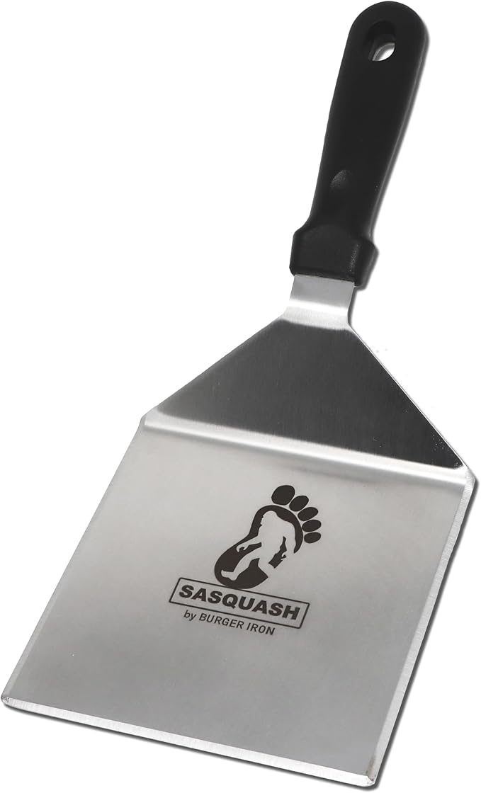Sasquash Burger Press Kit, 5 Piece Smash Burger Set, Smash Burger Press, Spatula, Melting Dome and 2 Squirt Bottles for Griddle and Grill, Stainless Steel, Kitchen Gadgets, Grilling Accessories