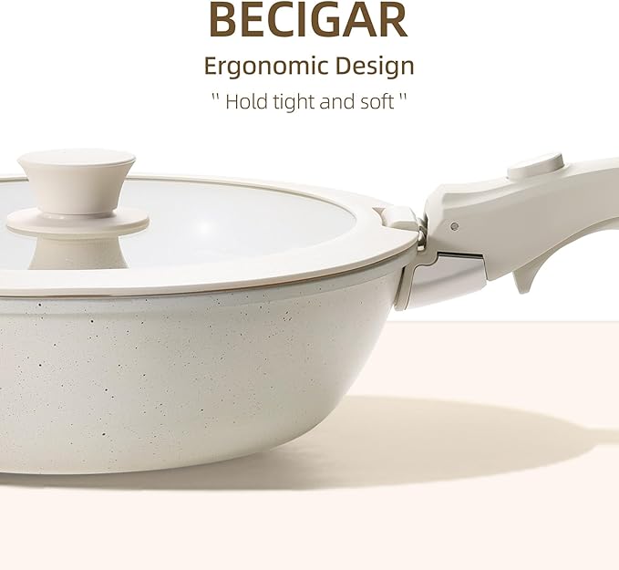 BECIGAR 23PCS Ceramic Pots and Pans Set,Nonstick, Removable Handle Pots and Pans Set, Stackable Pan Set, Ceramic Nonstick Pan Non Stick for Easy Cooking