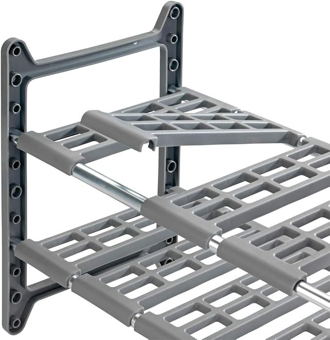 WENKO Under Sink Organizer for Kitchen and Bathroom, Under Cabinet Storage, Expandable Shelf from 17 to 31 in, 2 Tier Rack for Counter Organization, Gray
