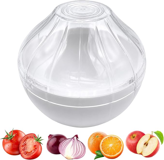 PUXING Onion Keeper - Reusable Onion Storage Container, Garlic Shaped Food Saver, Fruit & Vegetable Storage Holder, Sealing Box for Refrigerators (White)