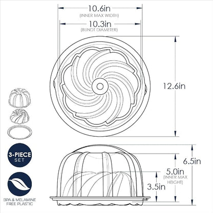 Nordic Ware Formed Swirl Bundt with Keeper, 10 Cup, Twilight Blue