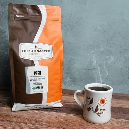 Fresh Roasted Coffee, Organic Peru Whole Bean Coffee, Medium Roast, USDA Organic, 3rd Party Tested for Mold, Mycotoxin & Pesticides, Kosher, 5 lb (80 oz)