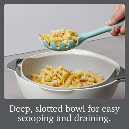Tovolo Pasta Claw Spaghetti Spoon Scoop Aqua Seafoam Green Silicone Pasta Spoon with Teeth, BPA Free Silicone Pasta Fork for Serving Spaghetti Linguine and Noodles, Heat Safe Pasta Serving Spoon