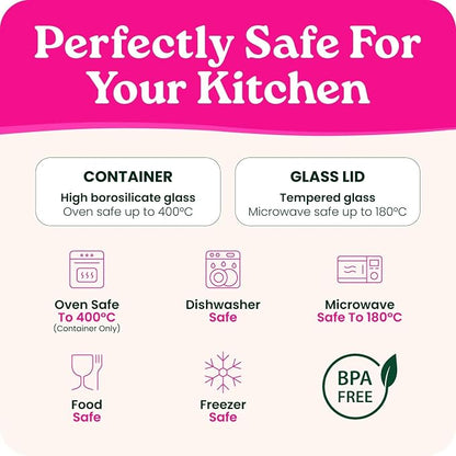 2-Pack-87.7 Oz Large Glass Food Storage Containers with Clear-Top Bamboo Lids – Plastic Free Glass Meal Prep Containers for Lunch, Eco Friendly Airtight, Microwave & Freezer Safe