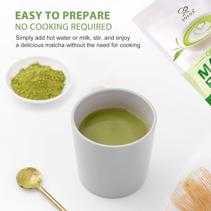 Soeos Organic Matcha Powder, Matcha Green Tea Powder, 2 oz (2 Pack), Total 4 oz, Antioxidant-Rich Matcha Powder for Lattes, Smoothies and Baking, Recyclable Bags