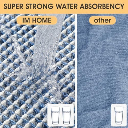 IM HOME Waffle Bath Mat Blue & Cream 36"x24", Boho Woven Modern Bath Mat Rugs, Absorbent Non Slip Bathroom Rugs, Soft Washable Bath Rugs with Tassels for Bathroom, Bedroom, Kitchen, Shower, Tub