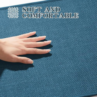 chakme Bathroom Rugs Mat 59x17, Ultra Thin Bath Rug Non Slip Runner Quick Dry Absorbent Bath Mat for Bathroom, (Dark Blue, 59"x17")