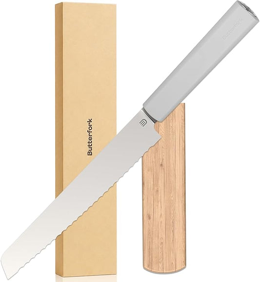 7.5" Serrated Bread Knife for Homemade Bread, Razor Sharp AR-RPM9 Steel & Innovative Wavy Edge, Professional Serrated Knife for Sourdough Bread Cake, Gift Box for Baker Home Chefs