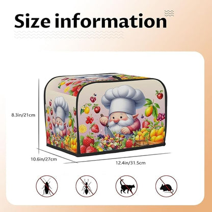 Toaster Cover 4 Slice Wide Slot Cute Gnome FriutBread Toaster Oven Dustproof Cover Small Appliance Kitchen Covers Dust and Fingerprint Protection for Women Gift 4 Slice