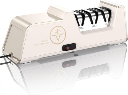 VIDOME Professional Electric Knife Sharpener with 100% Diamond Abrasives, 3-Stage Precision Angle Guides, Champagne Gold, for Kitchen Straight Edge and Ceramic Knives