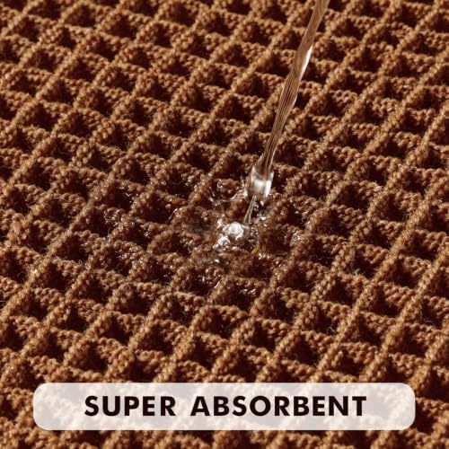 MIULEE Set of 2 Waffle Bathroom Runner Rugs Caramel 2'x6'(24"x72")