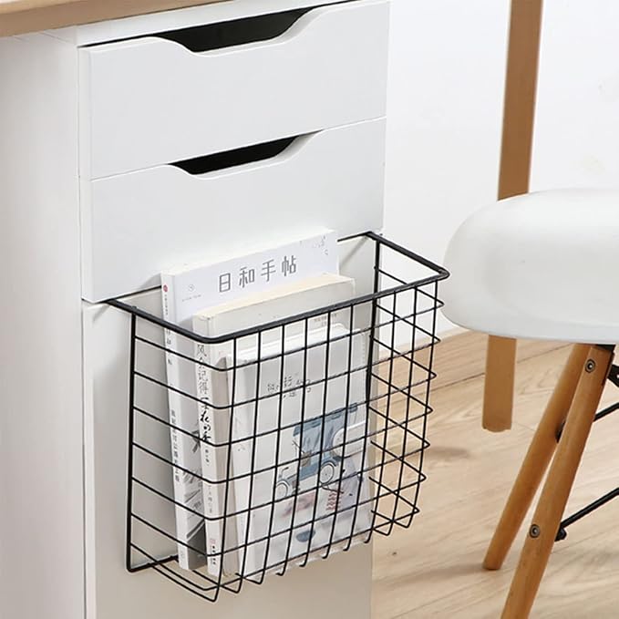 Under Shelf Storage Basket, Hanging shelf basket Slides Under Shelves for Storage Metal Under Cabinet Shelf Basket Organizer Space Saving for Kitchen Pantry Desk Bookshelf (Black Pack of 2)