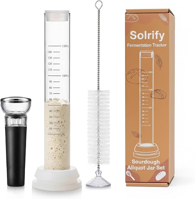 Sourdough Aliquot Jar Set, Glass Fermentation Tracker Tube with 0–150% Scale, Precision Sourdough Starter Kit for Dough Rise, Bread Proofing, Home Baking Supplies (1 Pack)