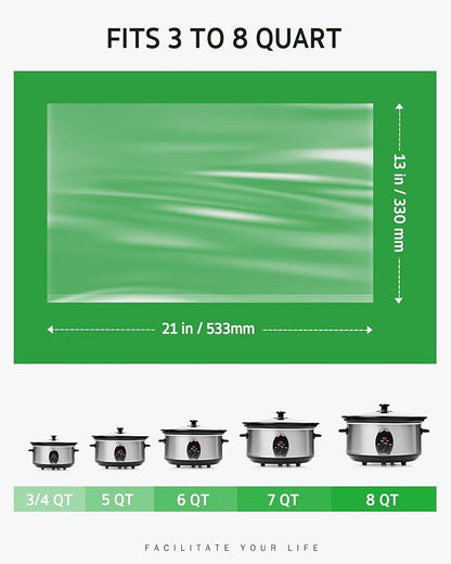 Syntus Slow Cooker Liners, 15 Count Cooking Bags Large Size Disposable Pot Liners Plastic Bags, Fit 3QT to 8QT for Slow Cooker Cooking Trays, 13"x 21", 15 Liners