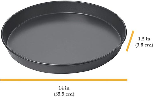 Chicago Metallic 14-Inch Deep Dish Pizza Pan, Nonstick Carbon Steel Bakeware for Chicago-Style Pizza, Cookie Cakes, Thick Crust Pizzas, and More