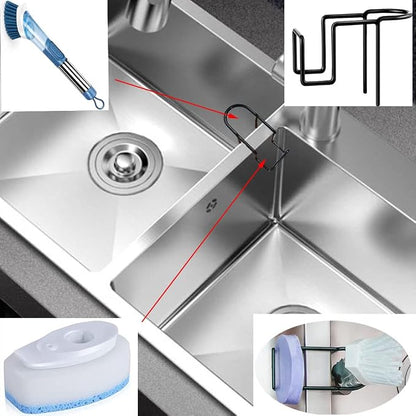XXHong Black Sponge Holder for Kitchen Sink Dish Wand Holder Sink Caddy Organizer No Drilling Brush Holder Accessories 2 Packs