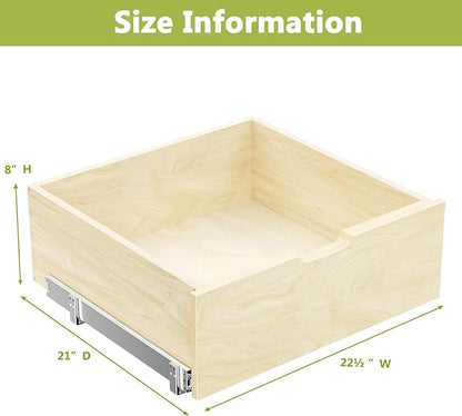 LOVMOR Pull Out Cabinet Organizer, Pull Out Drawers for Cabinets, Slide Out Wood Drawer, 8" High Pull Out Shelf for Kitchen Cabinet Pantry, 22½" W×21" D