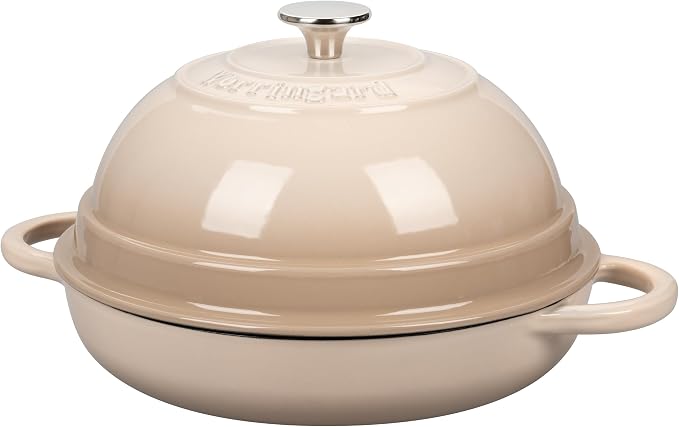 VORRINGARD Cast Iron Enameled Dutch Oven Pot with Lid for Bread Baking, Bread Oven, 6 Quart, Latte