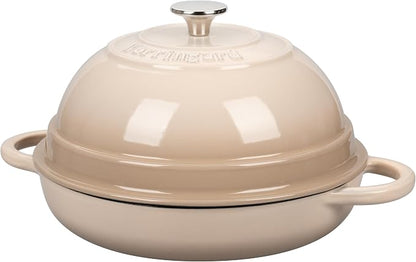 VORRINGARD Cast Iron Enameled Dutch Oven Pot with Lid for Bread Baking, Bread Oven, 6 Quart, Latte