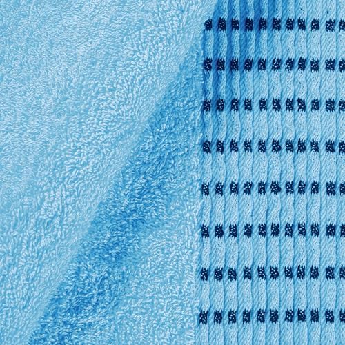 BELIZZI HOME Ultra Soft 3 Pack Cotton Towel Set, Contains a Bath Towels 28x55 inch, a Hand Towels 16x24 inch & a Wash Cloths 12x12 inch, Ideal Everyday use, Compact & Lightweight - Sky Blue