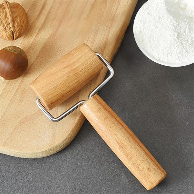 Small Rolling Pin, Wooden Dough Roller, Non-Stick Pizza Roller, Dough Baker Roller Set for Home Kitchen Baking Cooking,Multifunction Craft Clay Roller, Easy to Handle(7cm/2.75inch), Brown