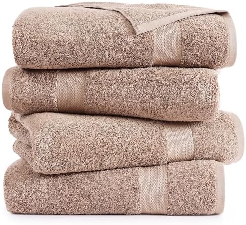 LANE LINEN Large Bath Sheet Set Oversized Soft Absorbent Quick Dry - Taupe