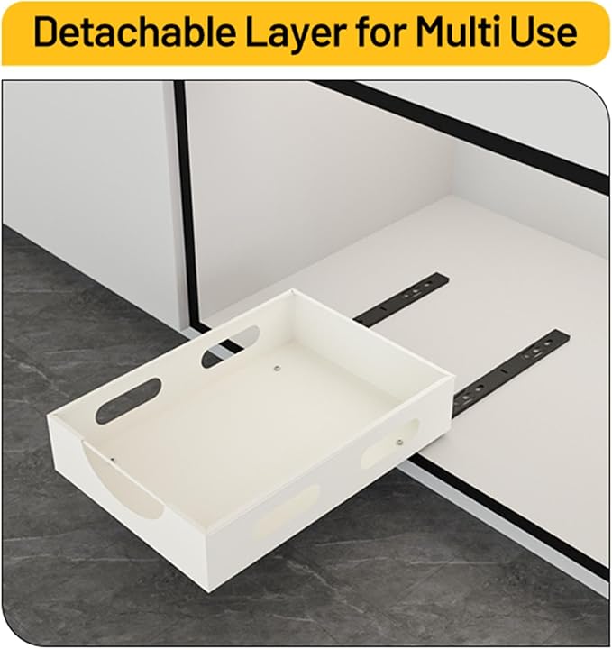 Pull Out Cabinet Organizer - Smoothly Sliding Drawers for Cabinet Carbon Steel Sturdy Slide Out Drawers for Kitchen Cabinet, Pantry, Bathroom (White)