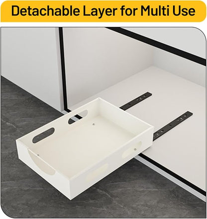 Pull Out Cabinet Organizer - Smoothly Sliding Drawers for Cabinet Carbon Steel Sturdy Slide Out Drawers for Kitchen Cabinet, Pantry, Bathroom (White)