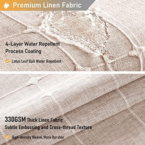 BTTN 72x78 Boho Farmhouse Linen Heavy Duty Shower Curtain Set, Tan/Taupe