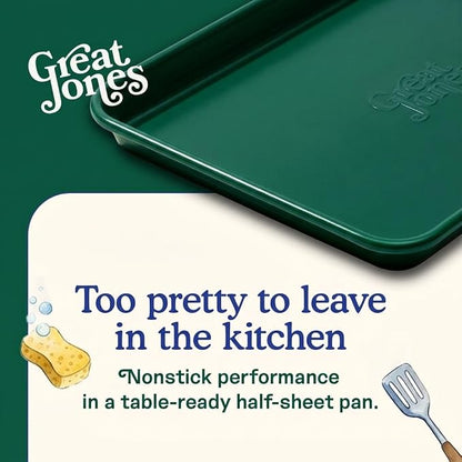 Great Jones Holy Sheet Pan (Broccoli) | Nonstick, Half-Sheet Pan | Aluminized Steel, 18.5" x 13.5" | For Baking, Roasting, & Broiling | Premium Bakeware with Even Heat Distribution | Dishwasher-Safe